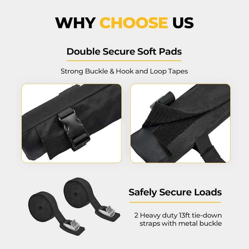 BougeRV Soft Roof Rack Pads, 31.5" Surfboard Car Rack for SUP Kayak Ladder Luggage Carrier, Universal for Different Shapes of Cross Bars, Water-Resistant Crossbar Pads with 2 Endless Ratchet Straps - Image 5